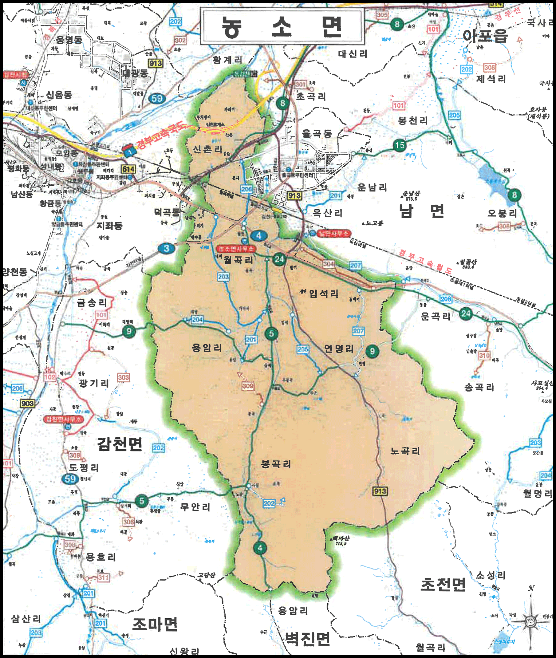 농소면지도