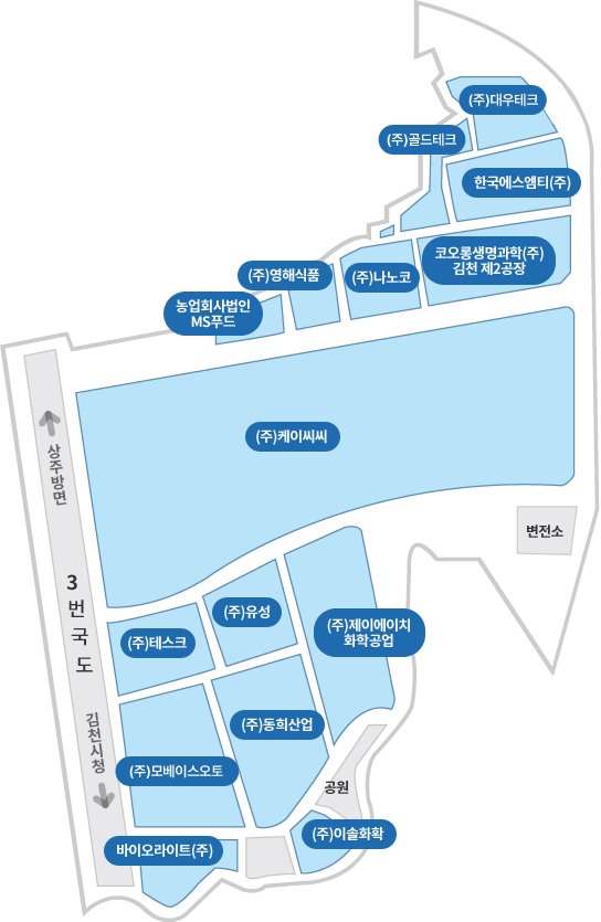 김천1일반산업단지(1단계) - 상세내용은 아래 표 참조