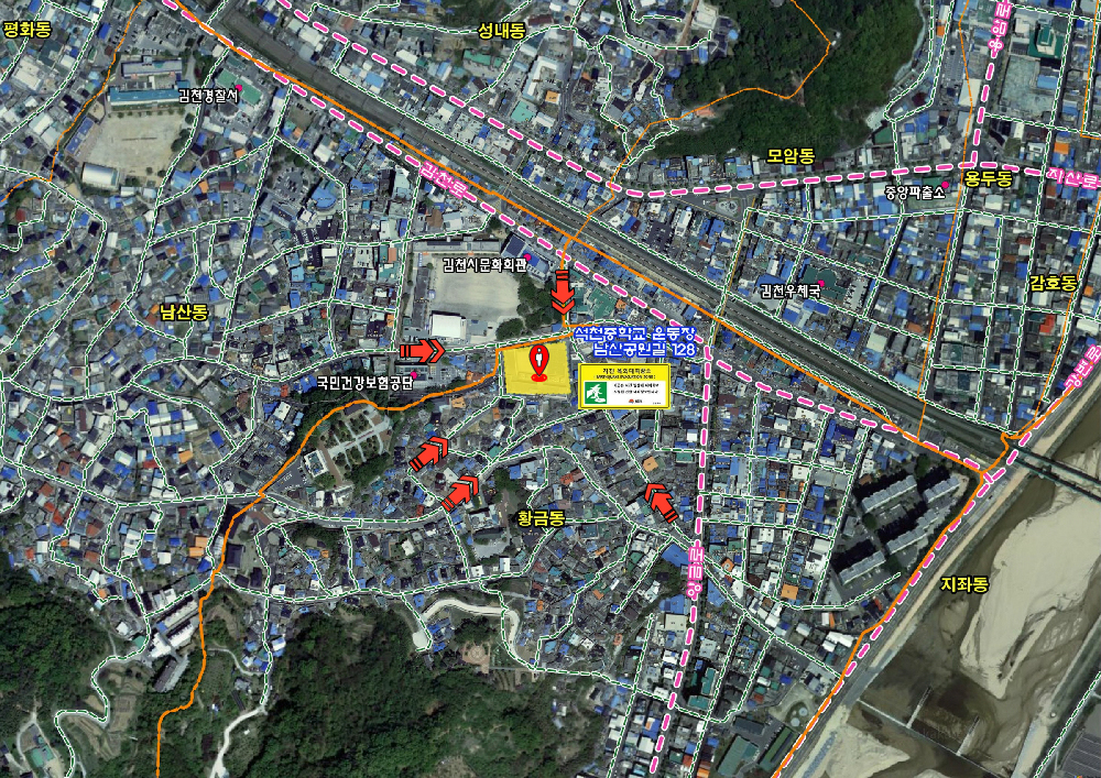 석천중학교 운동장 지도